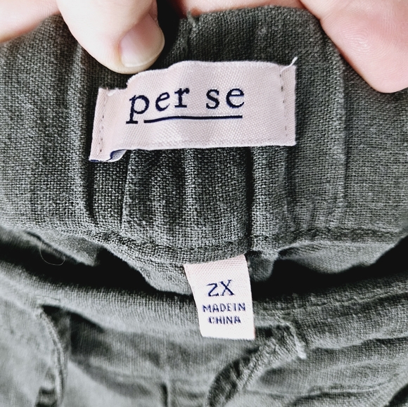 PER SE | linen blend wide leg drawstring waist cropped pants - Picture 6 of 7